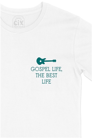 Gospel Life Cep Logo Tasarımlı Beyaz Tişört