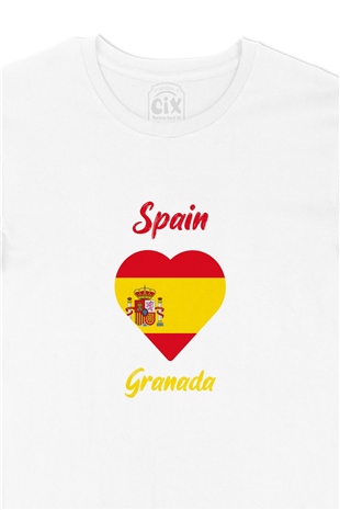 Granada İspanya Bayraklı Kalpli Tişört