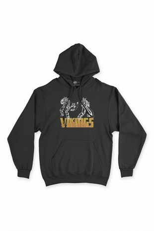 Güçlü Vikingler Siyah Kapşonlu Sweatshirt Hoodie