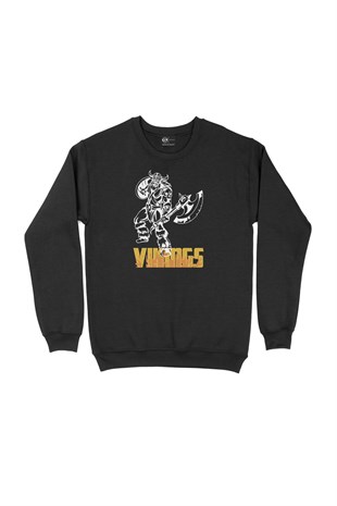 Güçlü Vikings Siyah Sweatshirt