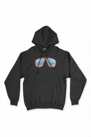 Güneş Gözlüğü Siyah Kapşonlu Sweatshirt Hoodie