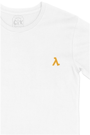 Half Life Cep Logolu Cep Logo Tasarımlı Beyaz Tişört