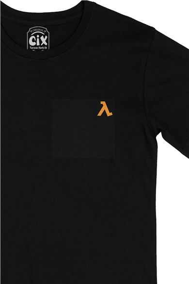 Half Life Cep Logolu Cep Logo Tasarımlı Siyah Tişört