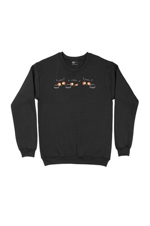 Halloween Cats Siyah Sweatshirt