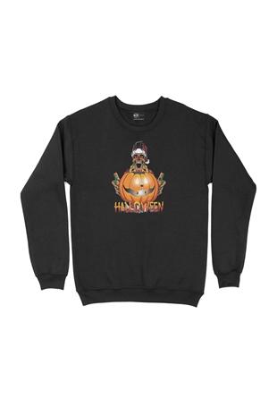 Halloween Kuru Kafa Siyah Sweatshirt
