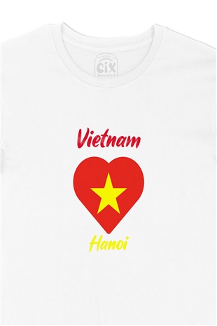 Hanoi Vietnam Bayraklı Kalpli Tişört
