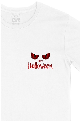 Happy Hallowen Cep Logo Tasarımlı Beyaz Tişört