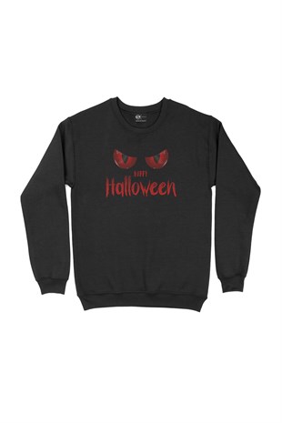 Happy Hallowen Kırmızı Gözlü Sweatshirt