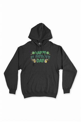 Happy St Patricks Day Siyah Kapşonlu Sweatshirt Hoodie