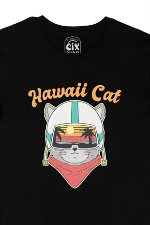 Hawaii Cat Siyah Tişört