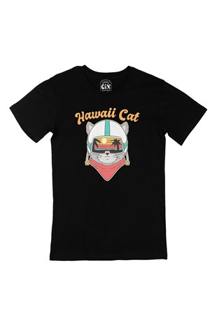Hawaii Cat Siyah Tişört