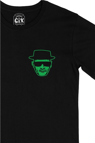 Heisenberg Cep Logo Tasarımlı Siyah Tişört