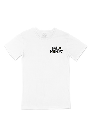 Hello Monday Cep Logo Tasarımlı Beyaz Tişört