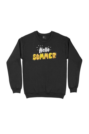 Hello Summer Siyah Sweatshirt