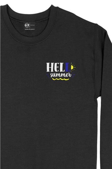 Hello Summer Yaz Cep Tasarım Baskılı Sweatshirt