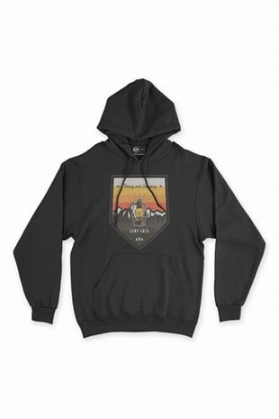 Highway Caravan Siyah Kapşonlu Sweatshirt Hoodie