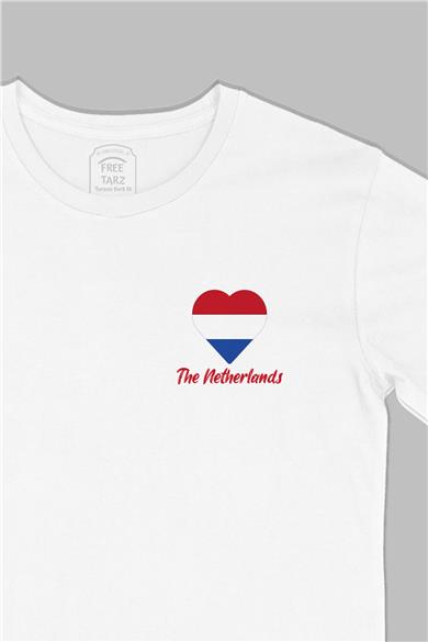 Hollanda Baskılı Cep Tasarım Beyaz Tişört