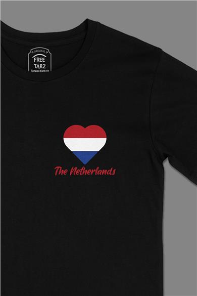 Hollanda Baskılı Cep Tasarım Siyah Tişört