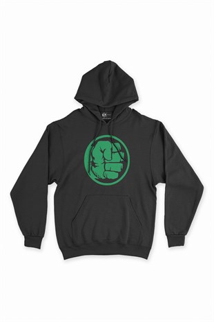 Hulk Yumruk Siyah Kapşonlu Sweatshirt Hoodie