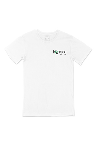 Hungry Cep Logo Tasarımlı Beyaz Tişört