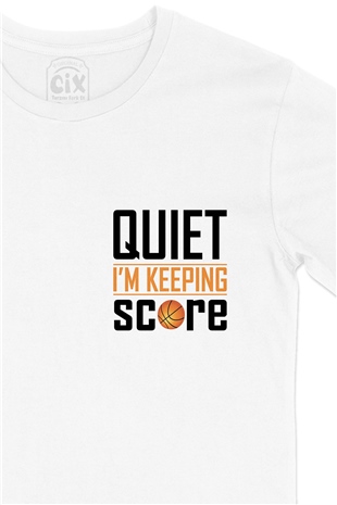 I Am Keeping Score Cep Logo Tasarımlı Beyaz Tişört