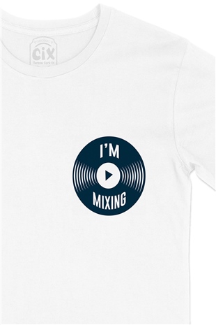 I Am Mixing Cep Logo Tasarımlı Beyaz Tişört