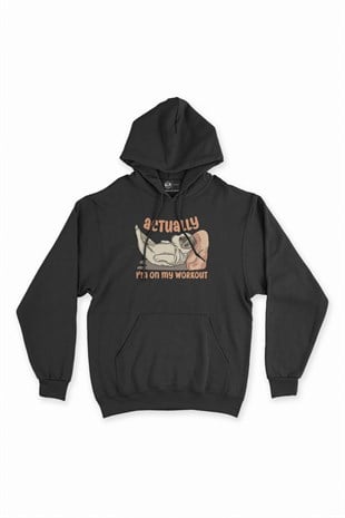 I am On Workout Siyah Kapşonlu Sweatshirt Hoodie