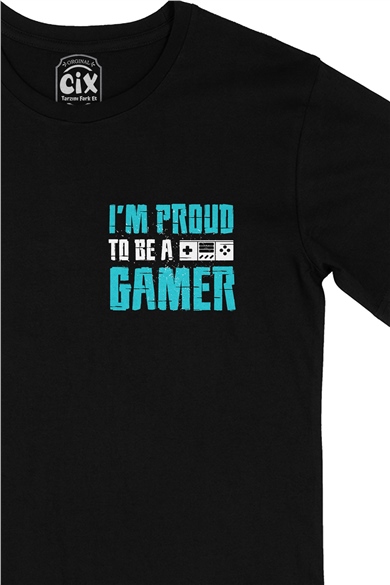 I Am Proud Cep Logo Tasarımlı Siyah Tişört