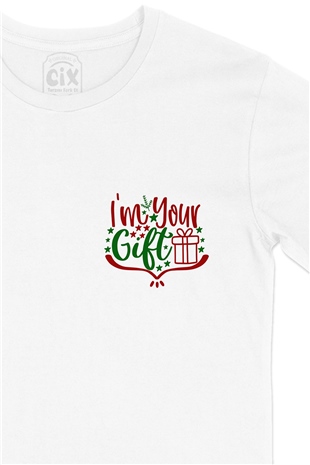 I am Your Gift Cep Logo Tasarımlı Beyaz Tişört
