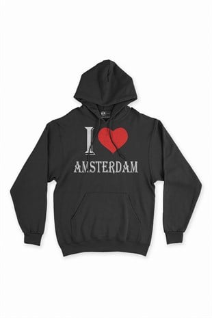 I Love Amsterdam Kapşonlu Sweatshirt Hoodie