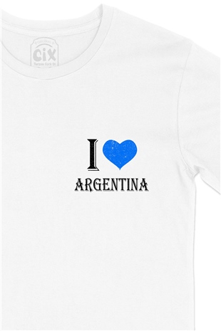 I Love Arjantin Cep Logo Tasarımlı Beyaz Tişört