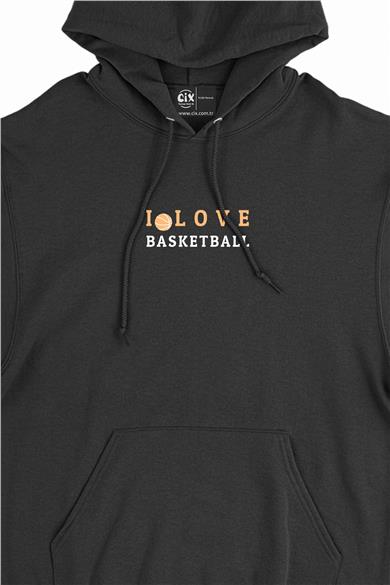 I Love Basketball Minimal Kapşonlu Sweatshirt Hoodie