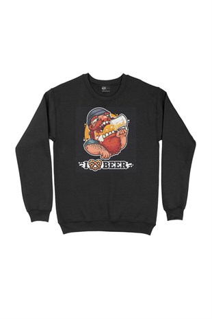 I Love Beer Siyah Sweatshirt