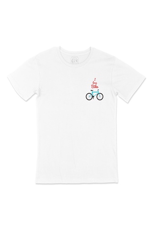 I Love Bike Cep Logo Tasarımlı Beyaz Tişört