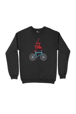 I Love Bike Siyah Sweatshirt