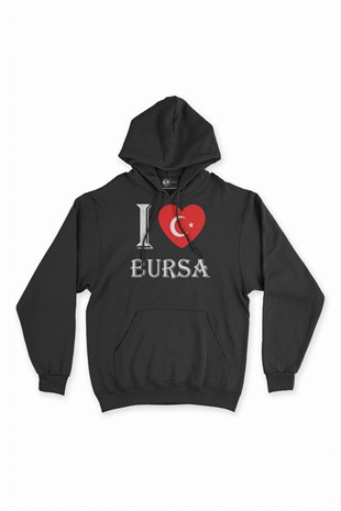 I Love Bursa Kapşonlu Sweatshirt Hoodie
