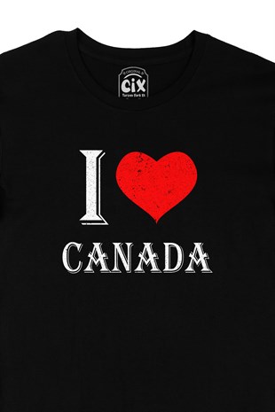 I Love Canada Siyah Tişört