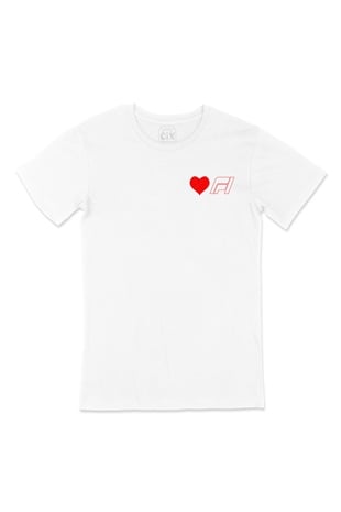 I Love F1 Cep Logo Tasarımlı Beyaz Tişört