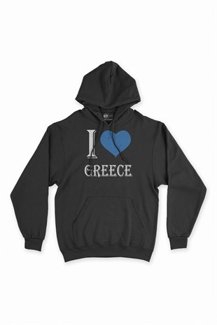 I Love Greece Kapşonlu Sweatshirt Hoodie