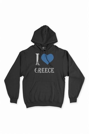 I Love Greece Kapşonlu Sweatshirt Hoodie