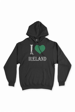 I Love İrlanda Kapşonlu Sweatshirt Hoodie