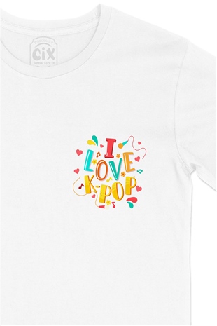 I Love K Pop Cep Logo Tasarımlı Beyaz Tişört
