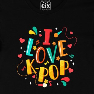 I Love K Pop Siyah Tişört
