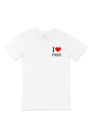 I Love Paris Cep Logo Tasarımlı Beyaz Tişört