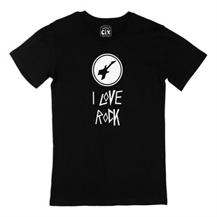 I love Rock Siyah Tişört