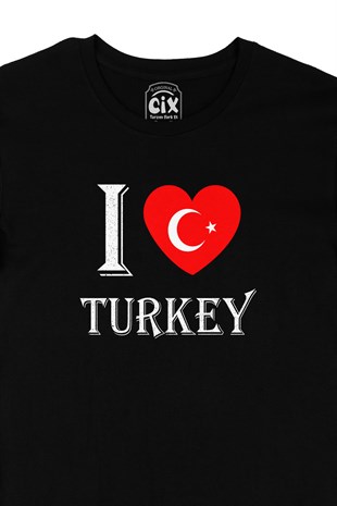I Love Turkey Siyah Tişört