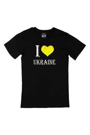 I Love Ukrayna Siyah Tişört