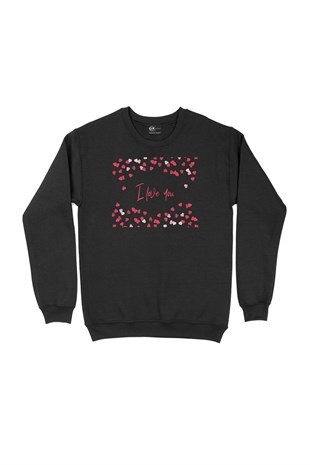 I Love You Kalpli Siyah Sweatshirt