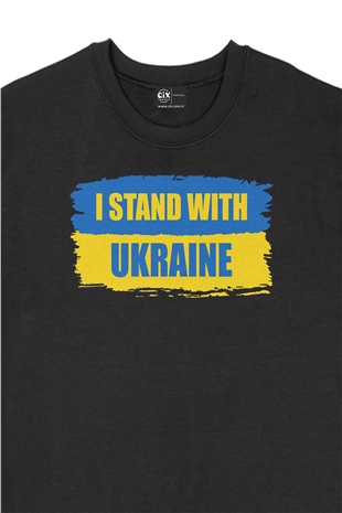 I Stand With Ukraine Ukrayna Siyah Sweatshirt