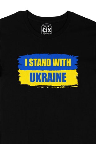 I Stand With Ukraine Ukrayna Siyah Tişört
